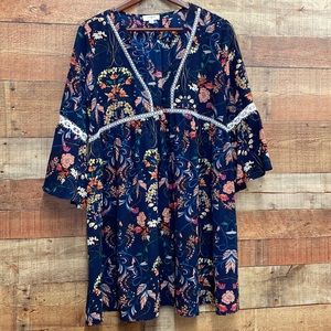 Umgee Floral Bell Sleeve Dress